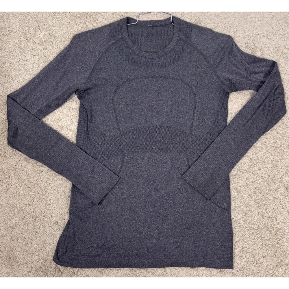Lululemon Swiftly Tech Shirt Womens 10 Gray Long Sleeve Seamless Top Thumb Holes